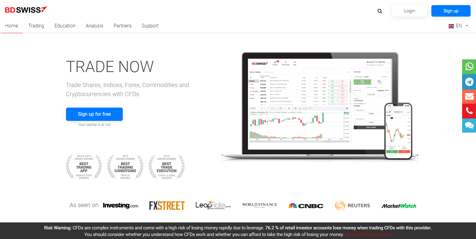 BDSwiss Review landing page